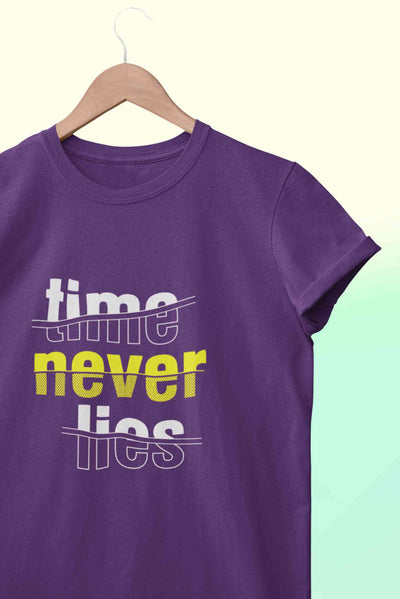 Time Never Lies Typography Mens Half Sleeves T-shirt- FunkyTeesClub