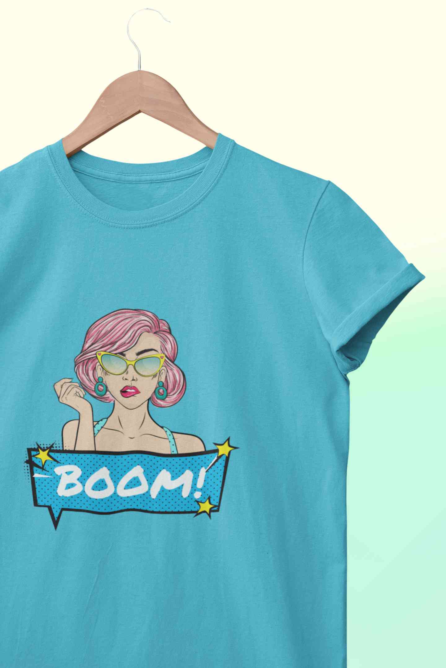 Boom Women Half Sleeves T-shirt- FunkyTeesClub