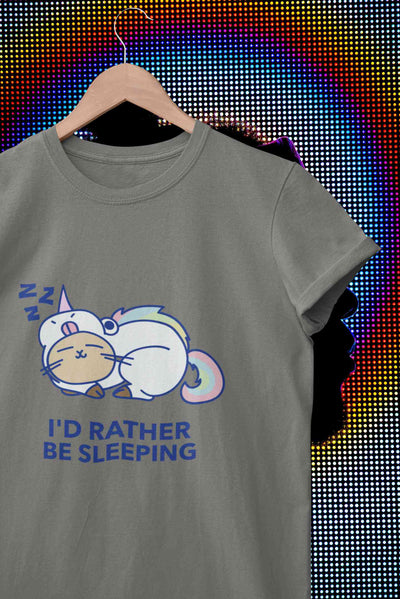I Had Rather Be Sleeping Typography Women Half Sleeves T-shirt- FunkyTeesClub