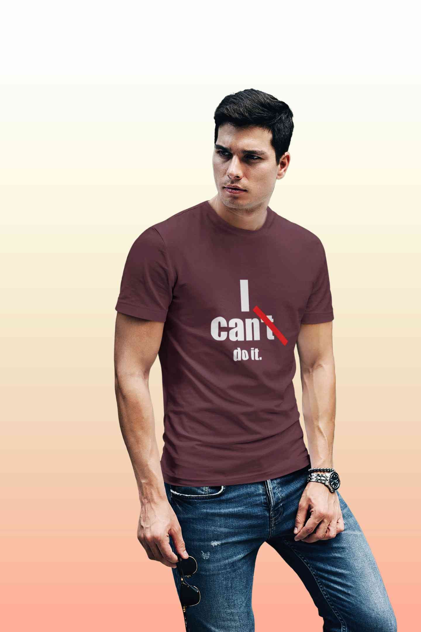 I Can Do It Typography Mens Half Sleeves T-shirt- FunkyTeesClub