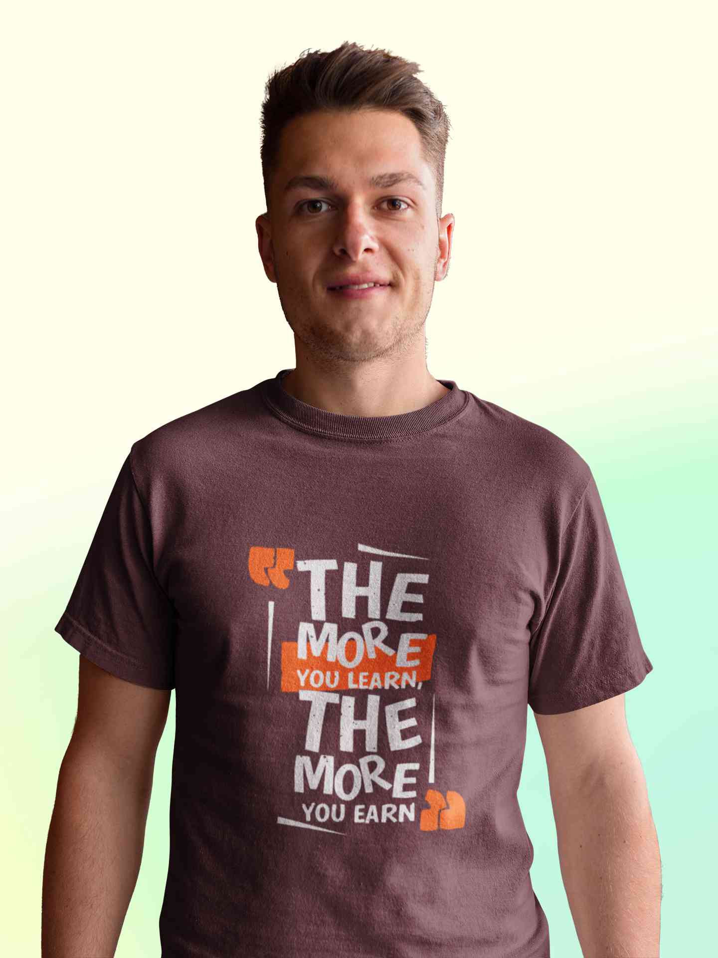 The More You Learn The More You Earn Typography Mens Half Sleeves T-shirt- FunkyTeesClub