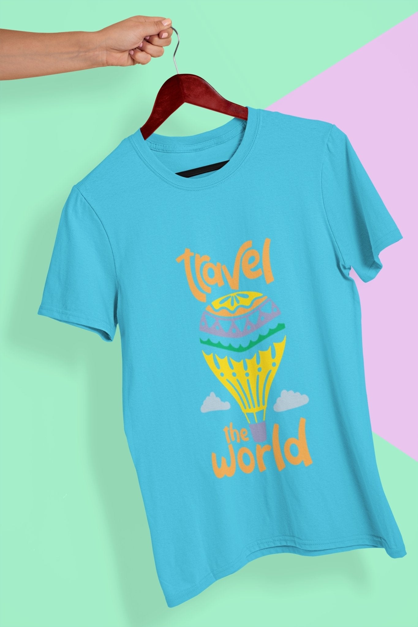 Travel The World Mens Half Sleeves T-shirt- FunkyTeesClub - Funky Tees Club
