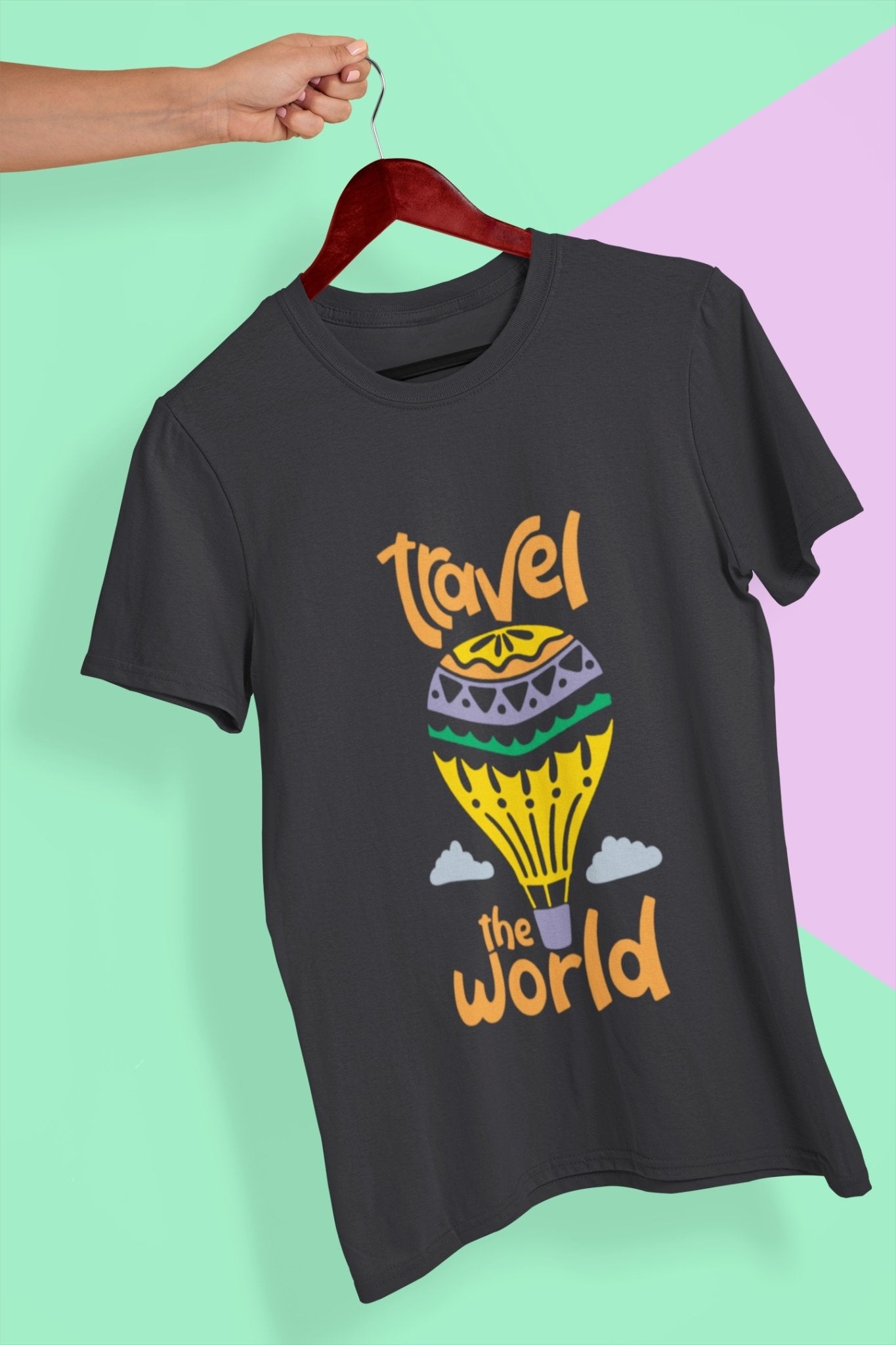 Travel The World Mens Half Sleeves T-shirt- FunkyTeesClub - Funky Tees Club