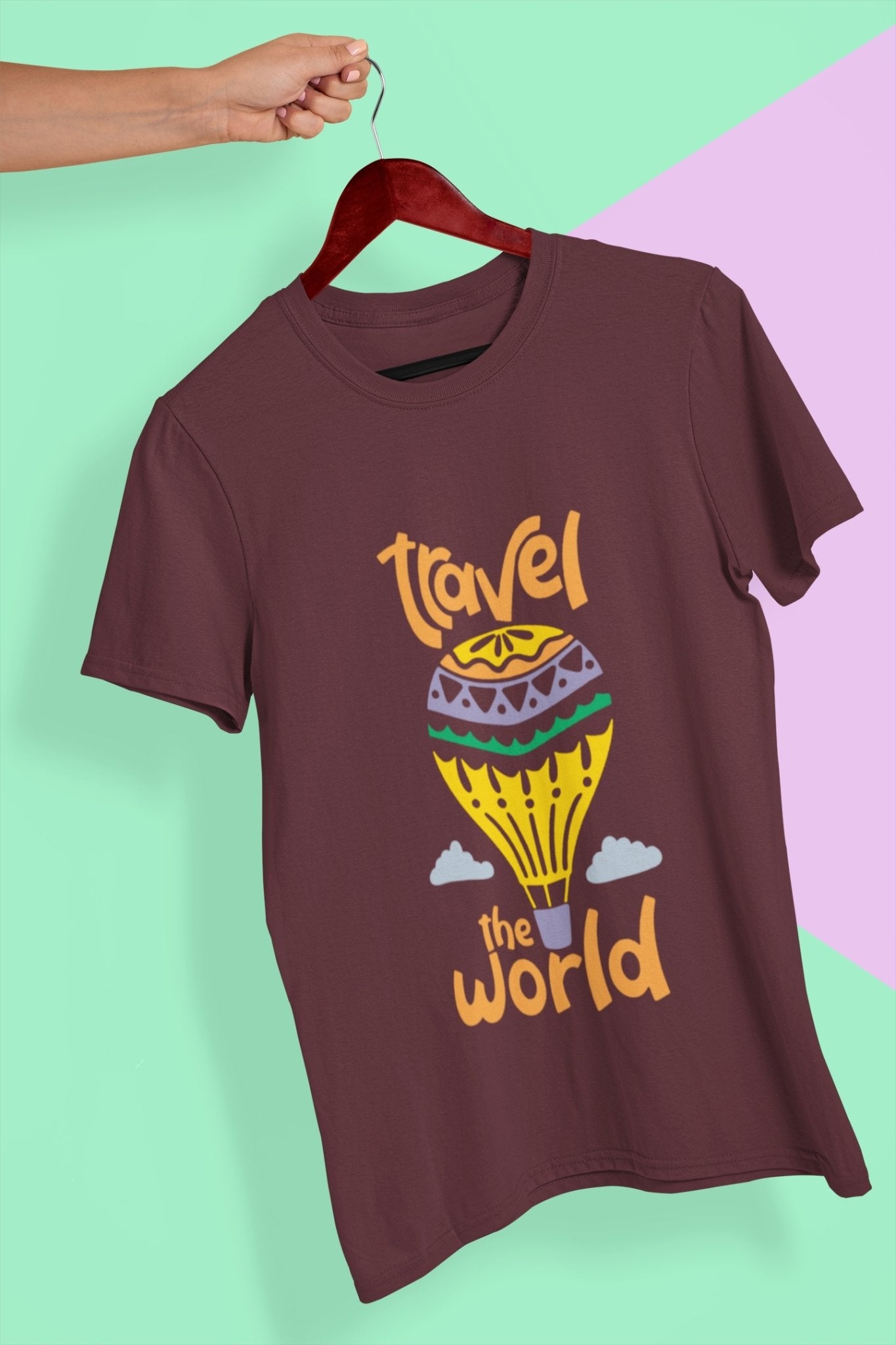 Travel The World Mens Half Sleeves T-shirt- FunkyTeesClub - Funky Tees Club
