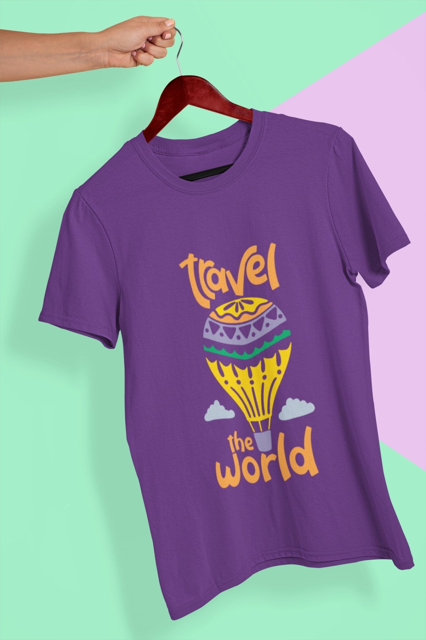 Travel The World Mens Half Sleeves T-shirt- FunkyTeesClub - Funky Tees Club