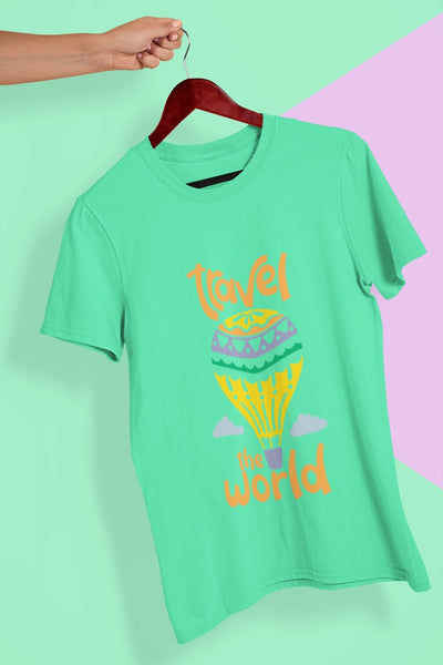 Travel The World Mens Half Sleeves T-shirt- FunkyTeesClub - Funky Tees Club