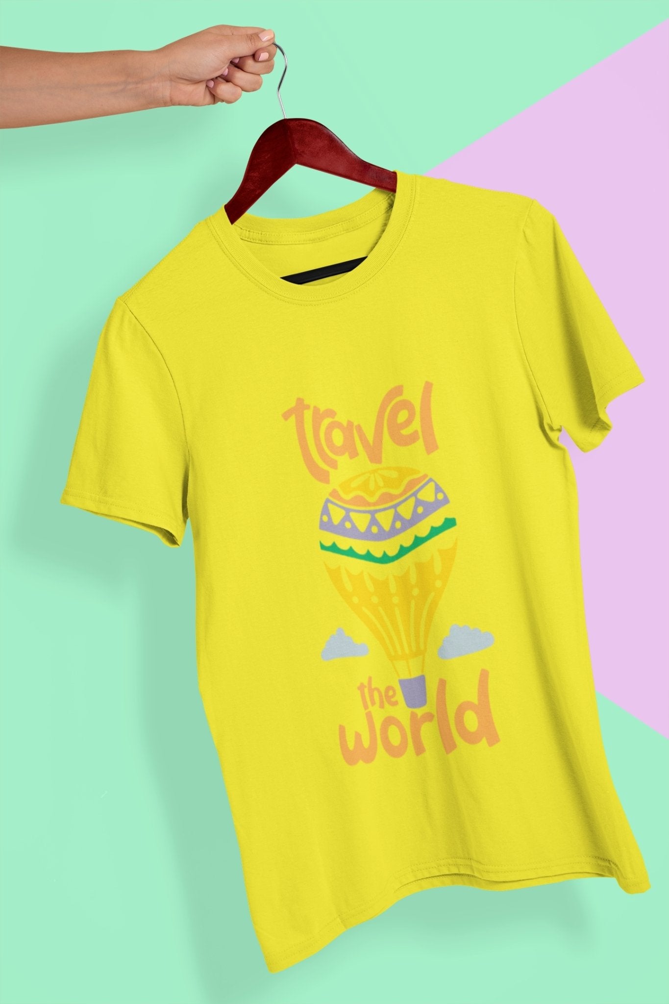 Travel The World Mens Half Sleeves T-shirt- FunkyTeesClub - Funky Tees Club