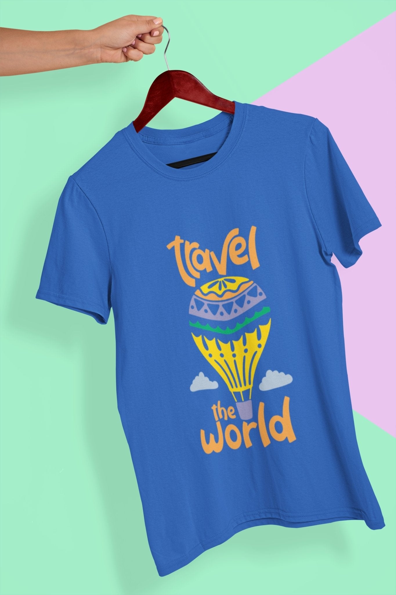 Travel The World Mens Half Sleeves T-shirt- FunkyTeesClub - Funky Tees Club