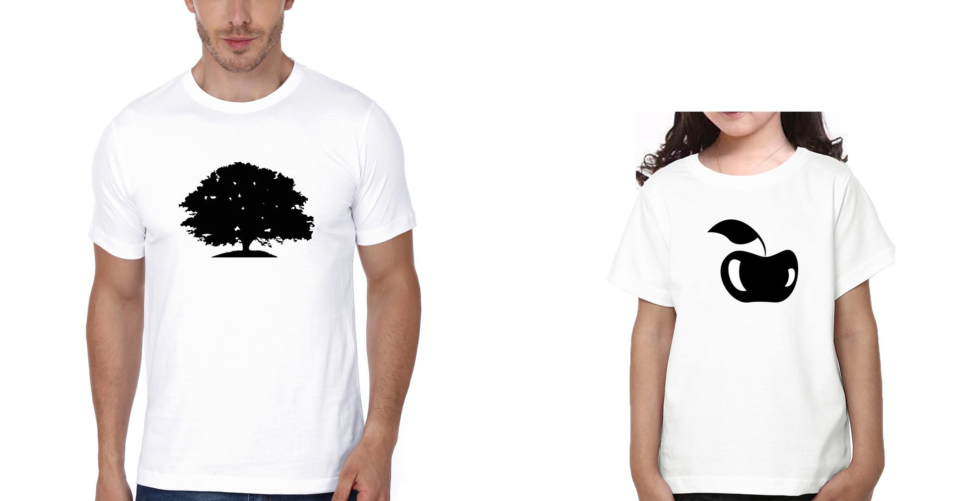 Tree Apple Father and Daughter Matching T-Shirt- FunkyTeesClub - Funky Tees Club