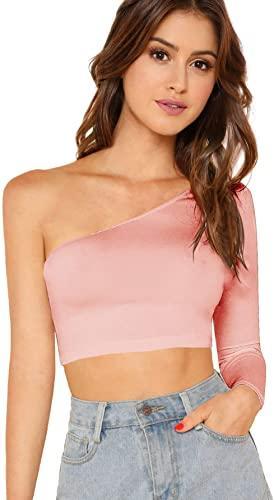 Trendy Solid One-Shoulder Crop Top - FunkyTeesClub - Funky Tees Club