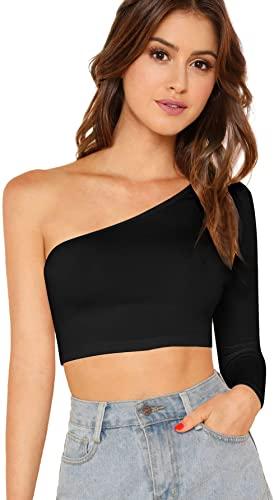 Trendy Solid One-Shoulder Crop Top - FunkyTeesClub - Funky Tees Club