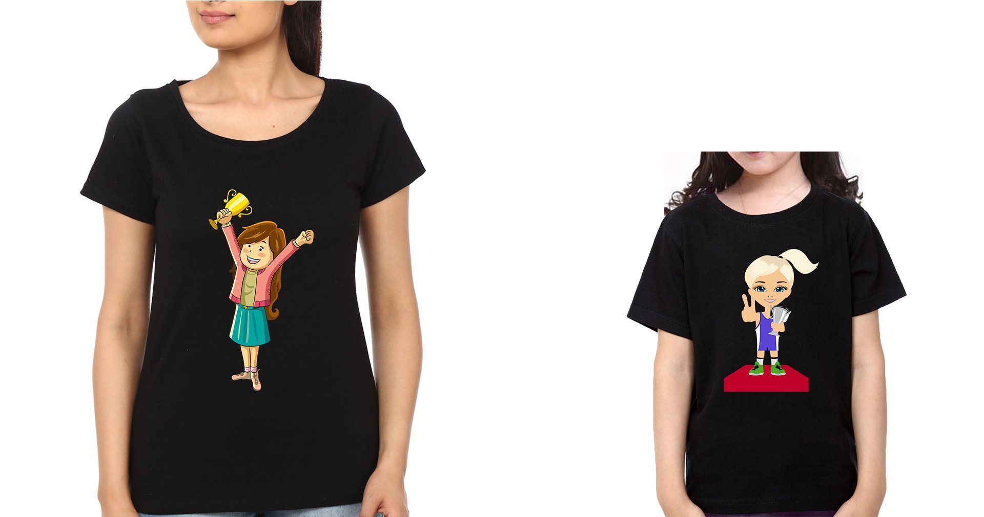 Trophy Mother and Daughter Matching T-Shirt- FunkyTeesClub - Funky Tees Club