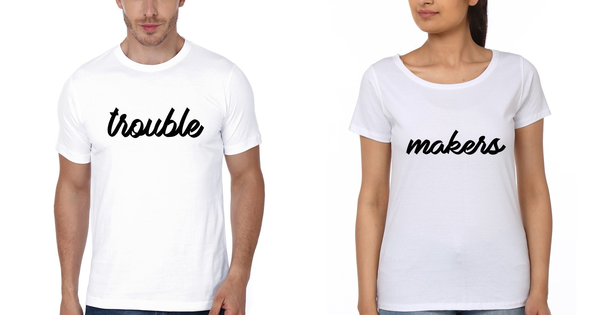 Trouble Makers BFF Half Sleeves T-Shirts-FunkyTees - Funky Tees Club