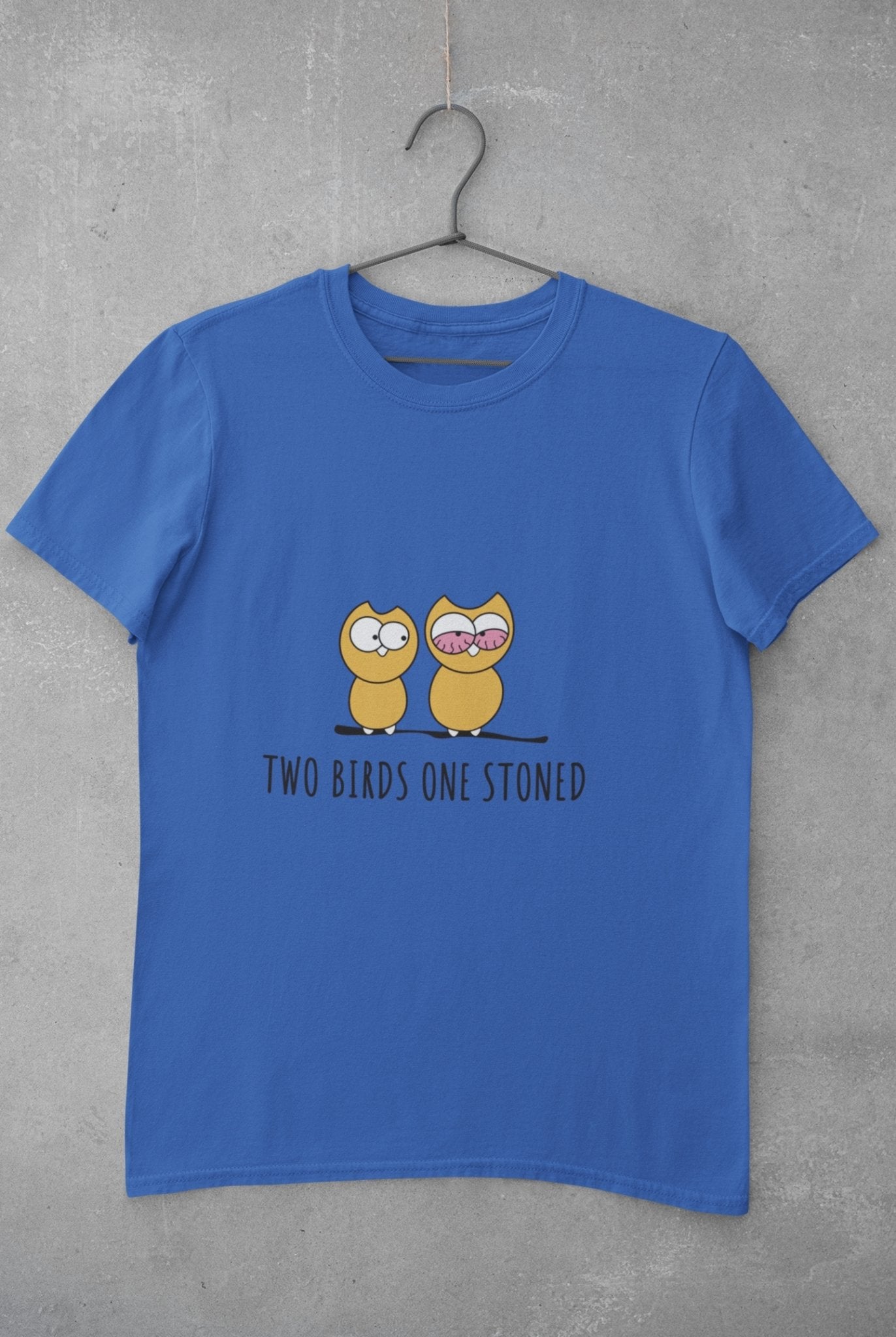 Two Birds One Stoned Mens Half Sleeves T-shirt- FunkyTeesClub - Funky Tees Club