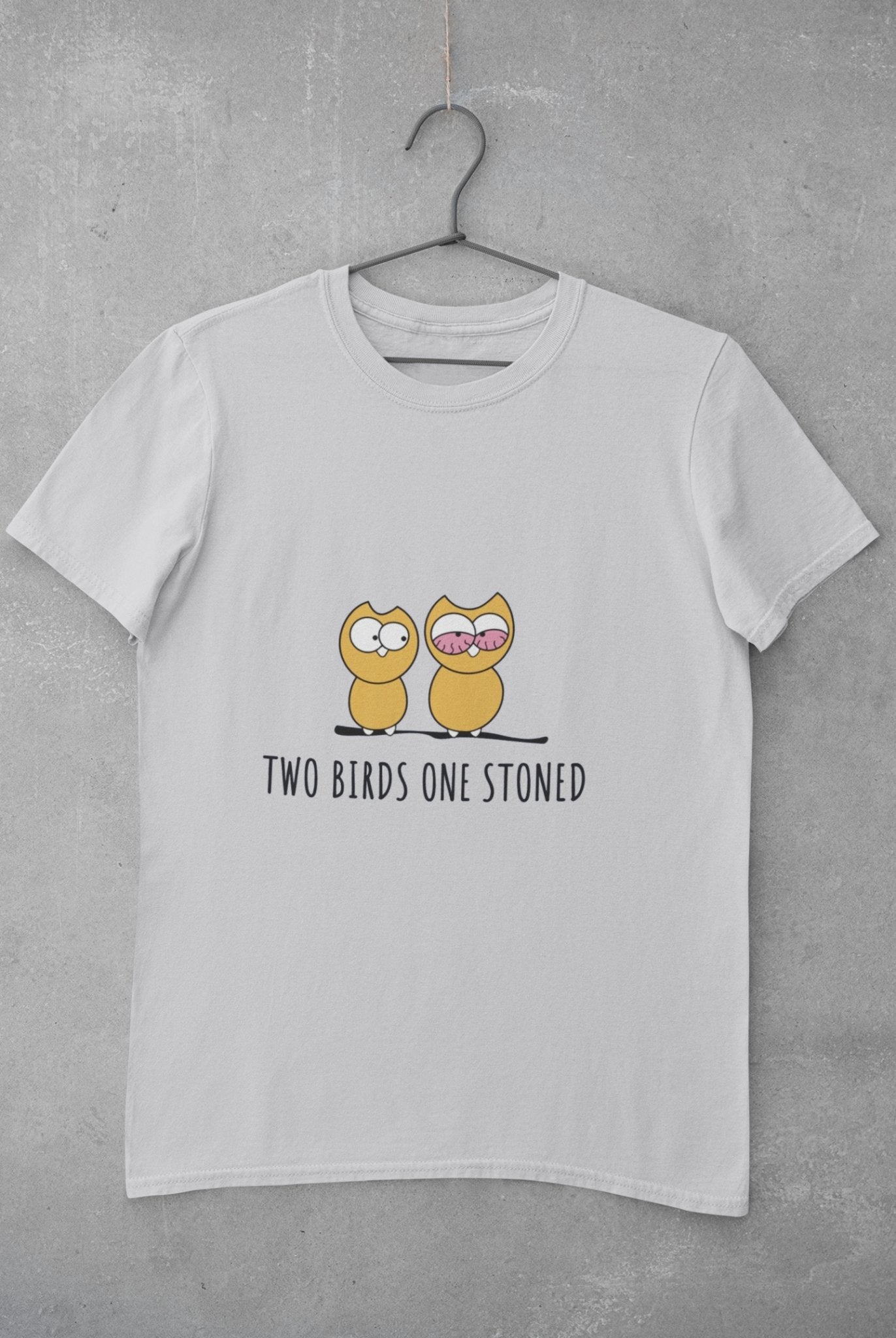 Two Birds One Stoned Mens Half Sleeves T-shirt- FunkyTeesClub - Funky Tees Club