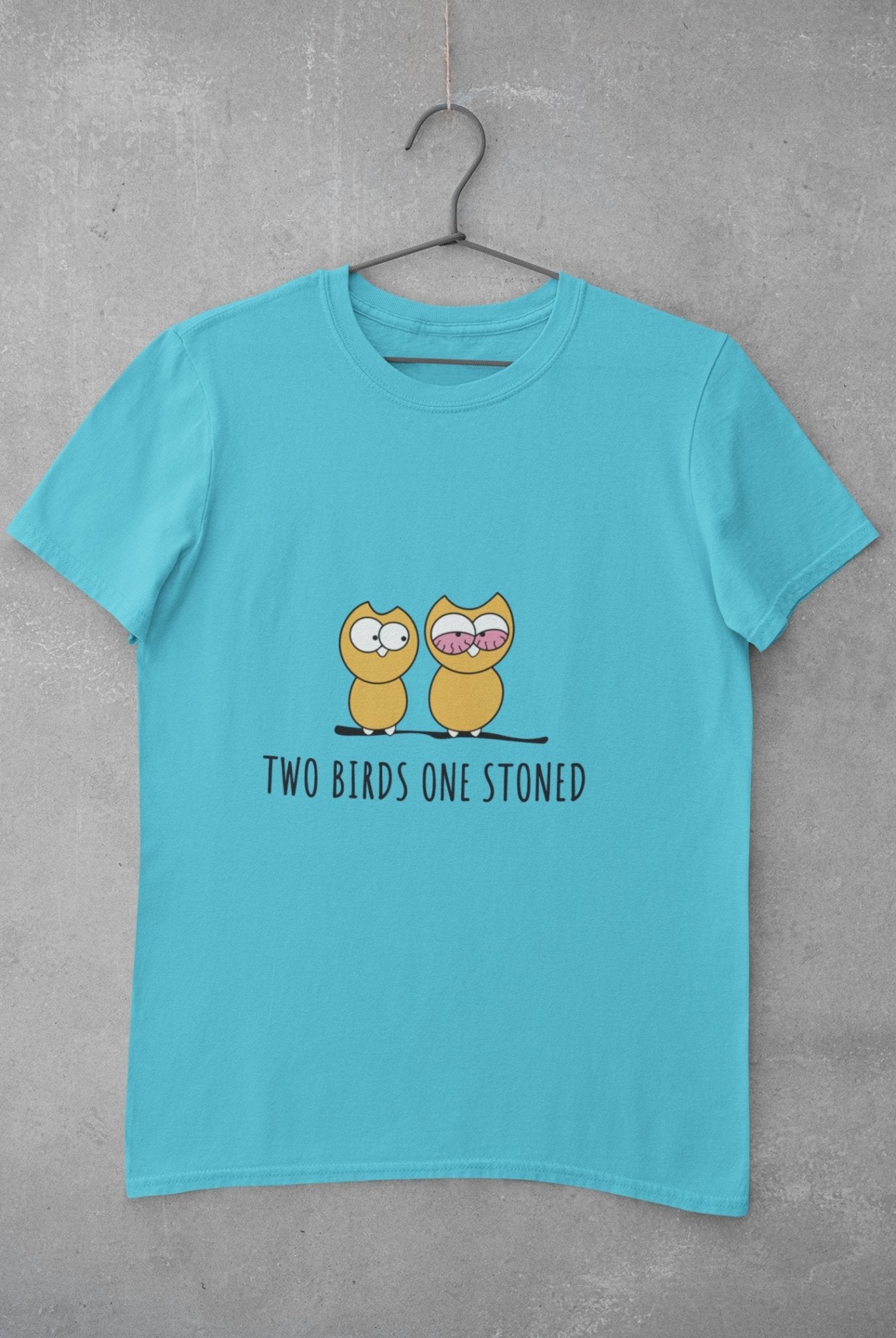 Two Birds One Stoned Mens Half Sleeves T-shirt- FunkyTeesClub - Funky Tees Club