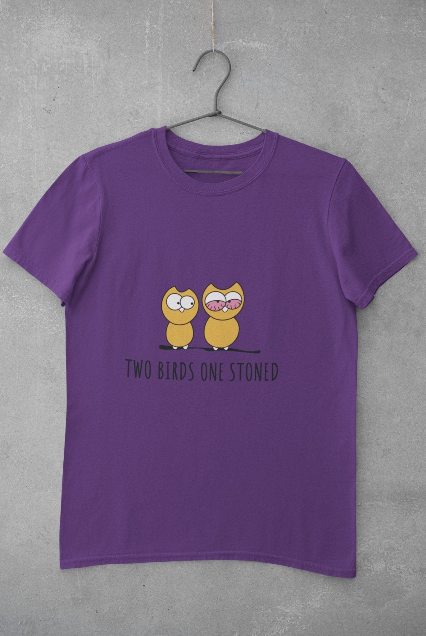 Two Birds One Stoned Mens Half Sleeves T-shirt- FunkyTeesClub - Funky Tees Club