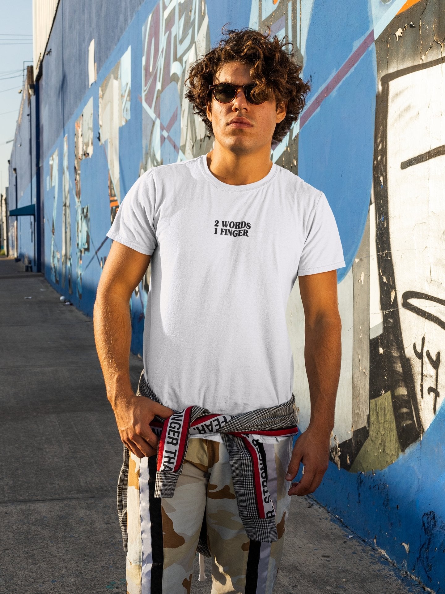Two Words One Finger Mens Half Sleeves T-shirt- FunkyTeesClub - Funky Tees Club