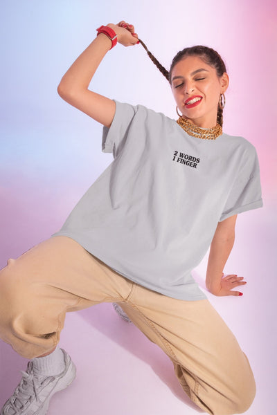 Two Words One Finger Women Half Sleeves T-shirt- FunkyTeesClub - Funky Tees Club