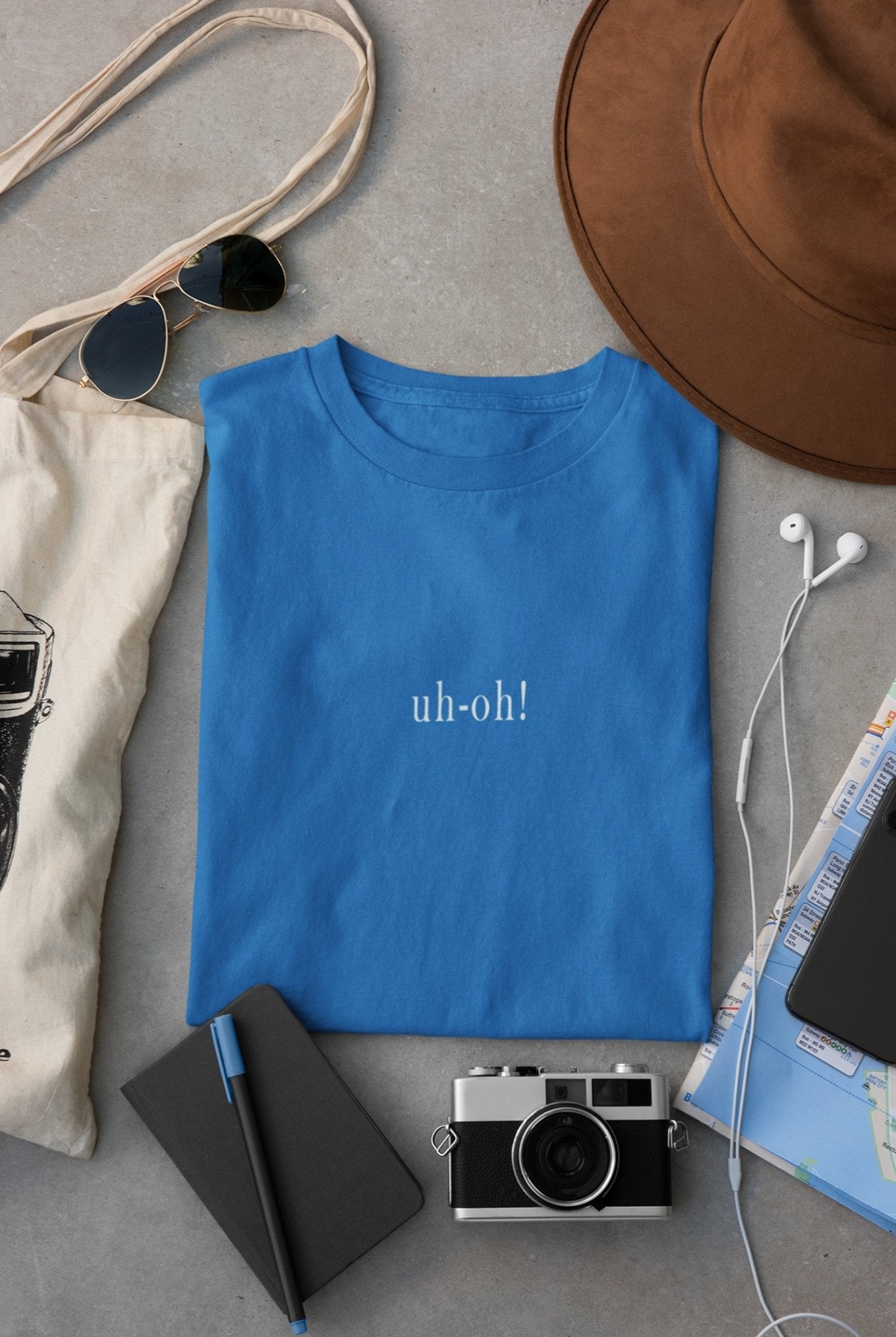 Uh-Oh Minimal Mens Half Sleeves T-shirt- FunkyTeesClub - Funky Tees Club