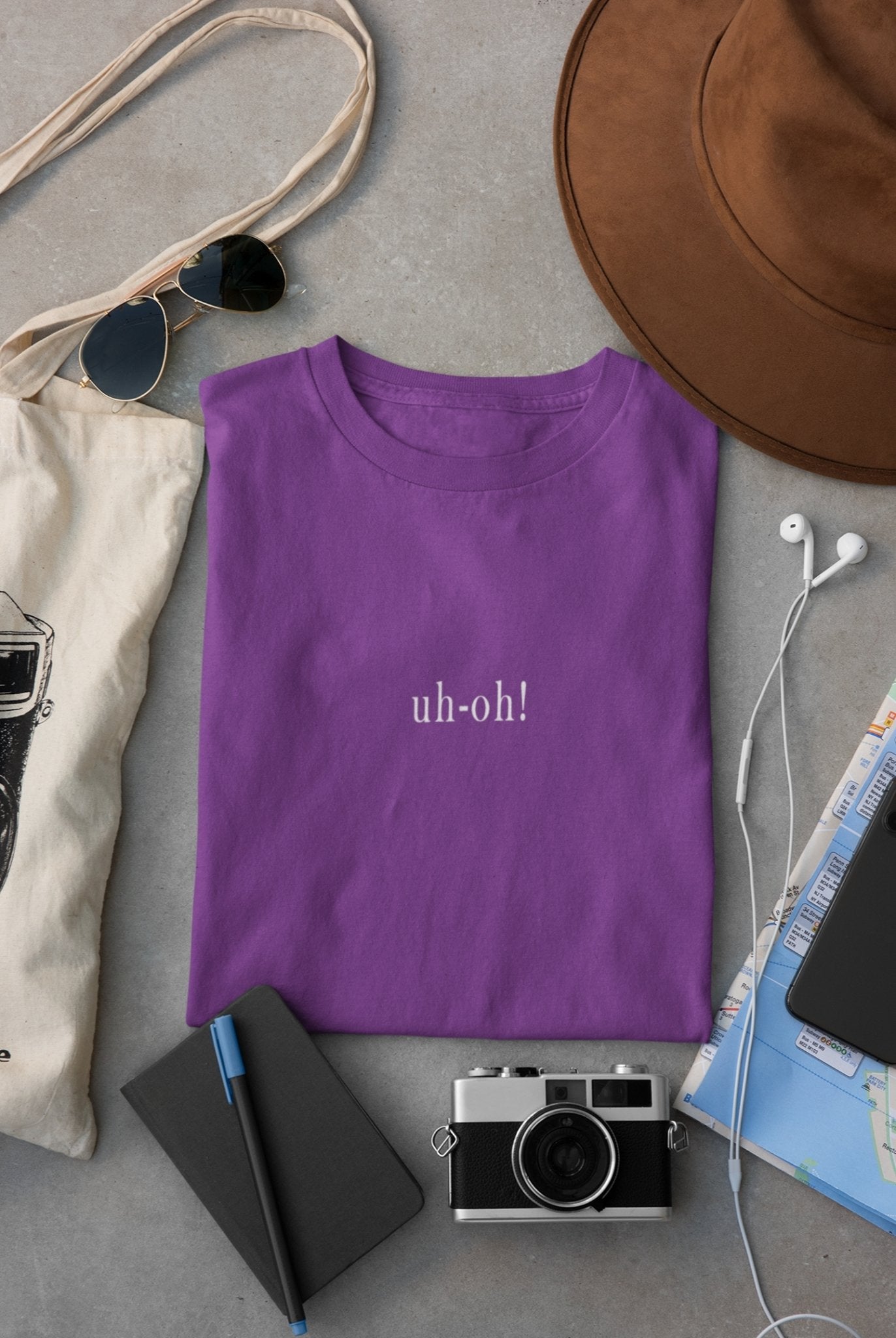 Uh-Oh Minimal Mens Half Sleeves T-shirt- FunkyTeesClub - Funky Tees Club