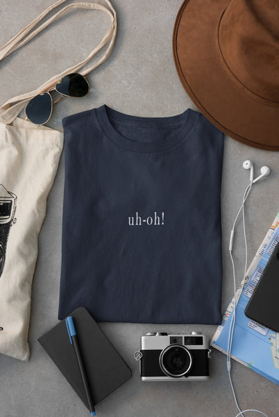 Uh-Oh Minimal Women Half Sleeves T-shirt- FunkyTeesClub - Funky Tees Club