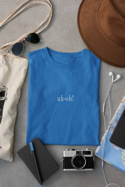 Uh-Oh Minimal Women Half Sleeves T-shirt- FunkyTeesClub - Funky Tees Club