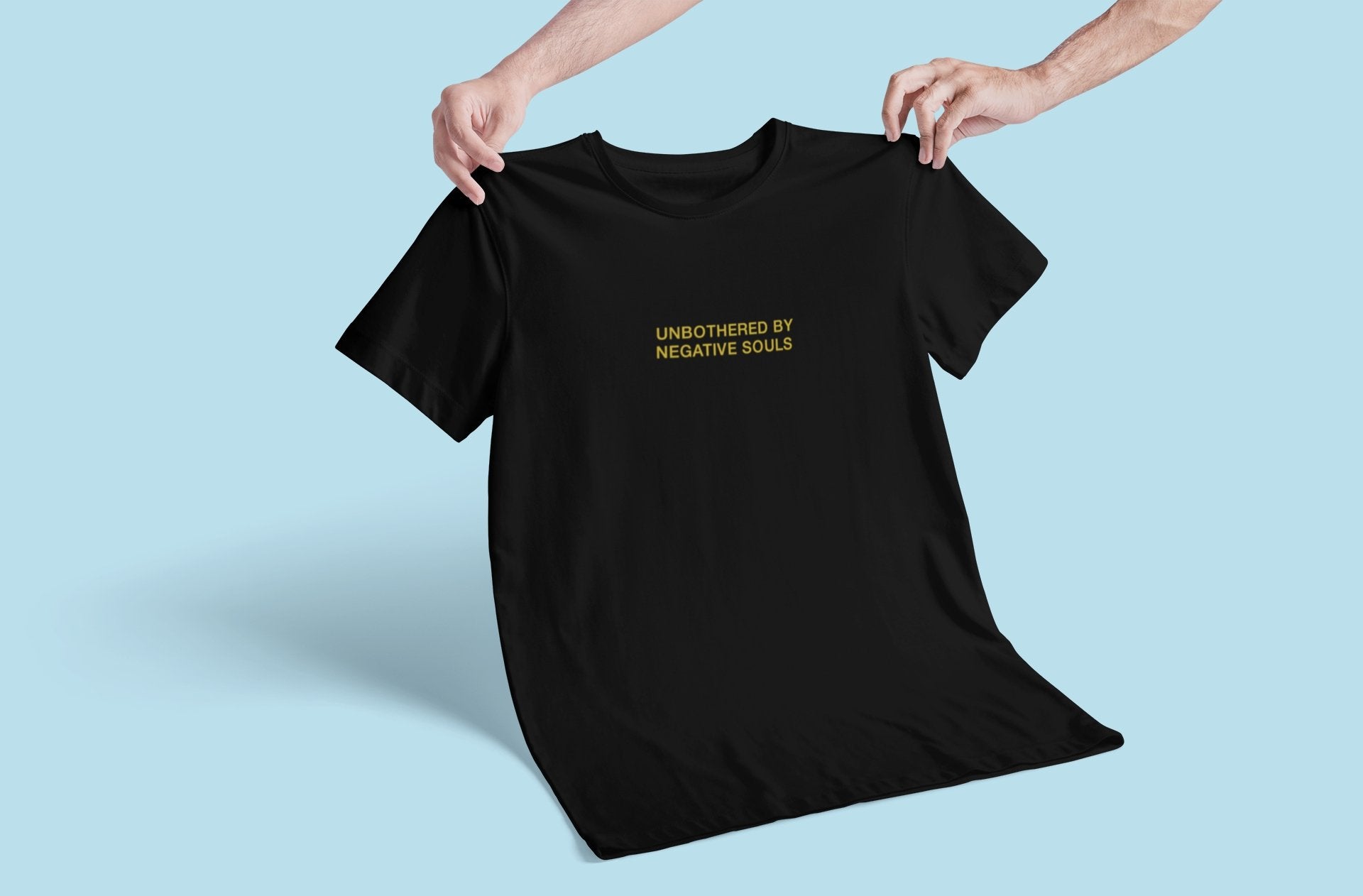 Unbothered by negative souls Minimal Mens Half Sleeves T-shirt- FunkyTeesClub - Funky Tees Club