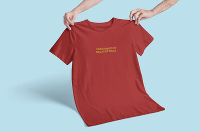 Unbothered by negative souls Minimal Women Half Sleeves T-shirt- FunkyTeesClub - Funky Tees Club