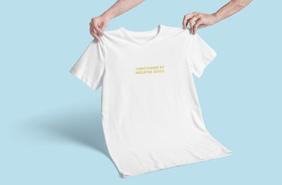 Unbothered by negative souls Minimal Women Half Sleeves T-shirt- FunkyTeesClub - Funky Tees Club