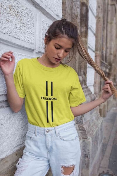 Strip Freedom Women Half Sleeves T-shirt- FunkyTeesClub