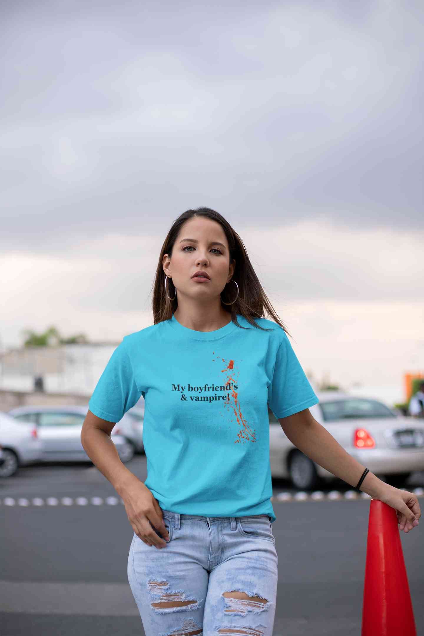My Boyfriends And Vampire Women Half Sleeves T-shirt- FunkyTeesClub