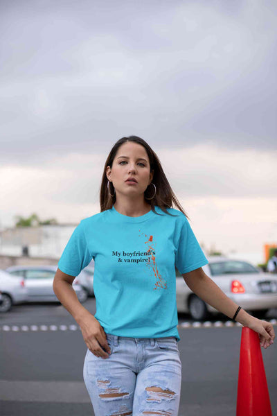My Boyfriends And Vampire Women Half Sleeves T-shirt- FunkyTeesClub