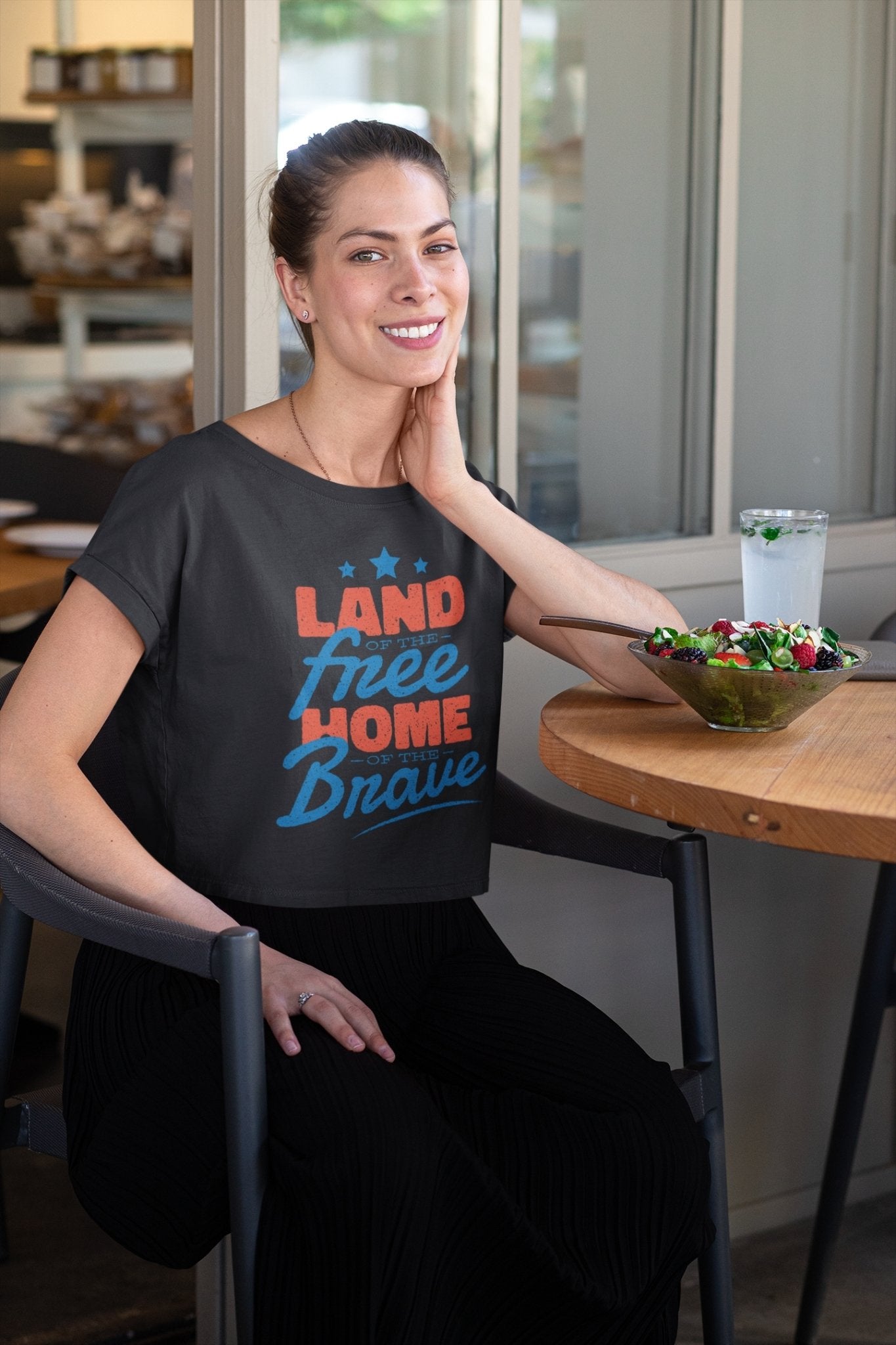 Usa Independence Month Women Crop Top- FunkyTeesClub - Funky Tees Club