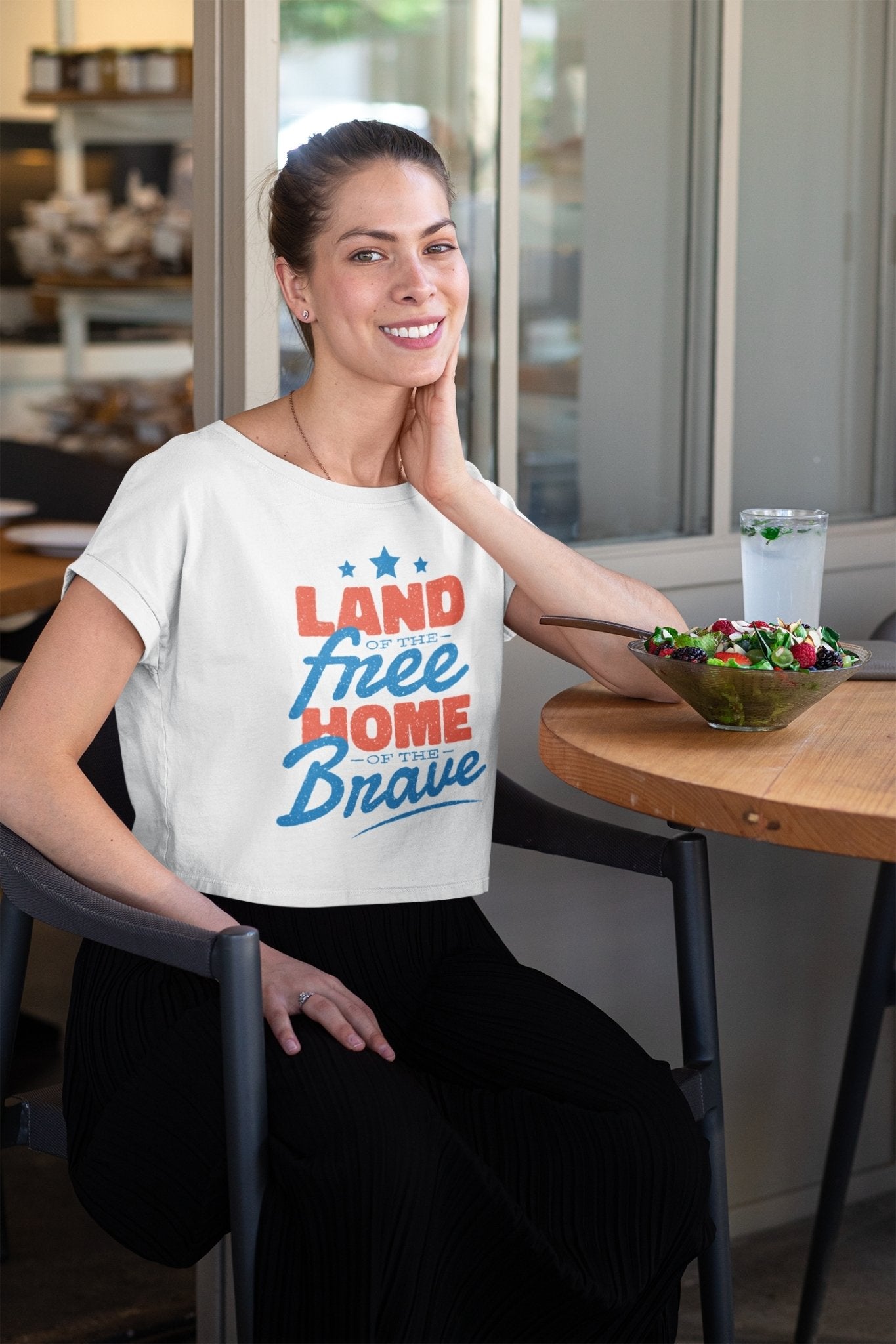Usa Independence Month Women Crop Top- FunkyTeesClub - Funky Tees Club