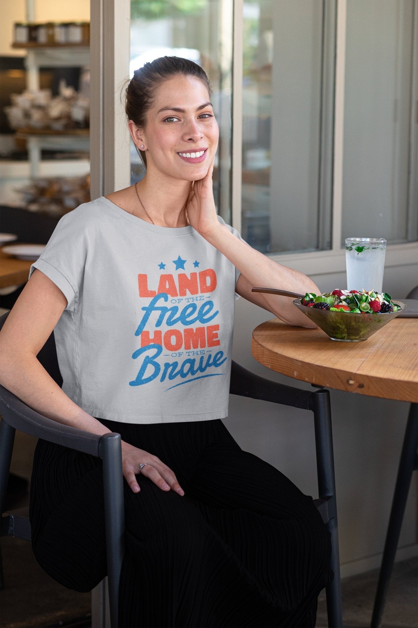 Usa Independence Month Women Crop Top- FunkyTeesClub - Funky Tees Club