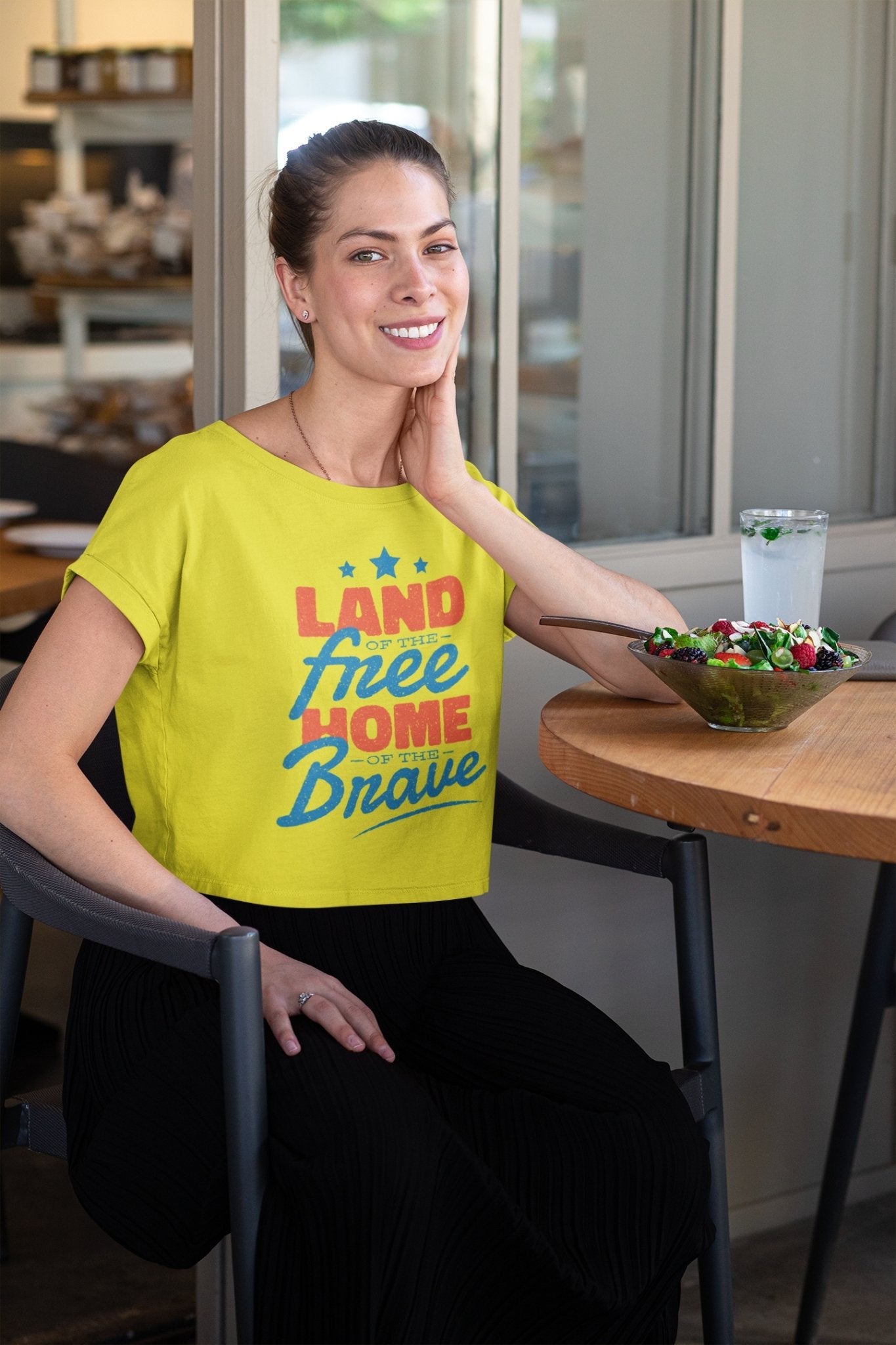 Usa Independence Month Women Crop Top- FunkyTeesClub - Funky Tees Club