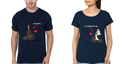 Waiting for you Couple Half Sleeves T-Shirts -FunkyTees - Funky Tees Club