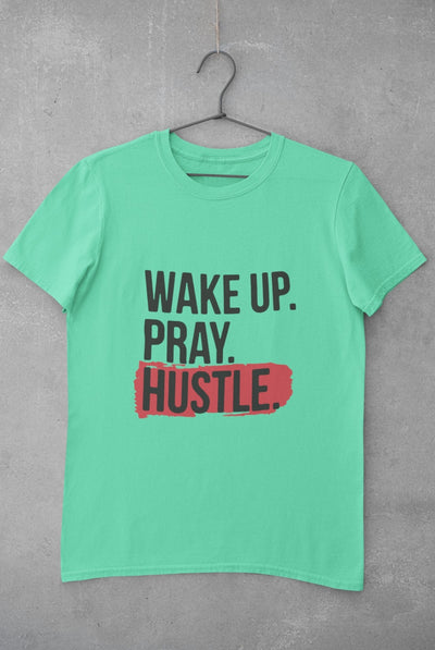 Wake Pray Hustle Mens Half Sleeves T-shirt- FunkyTeesClub - Funky Tees Club