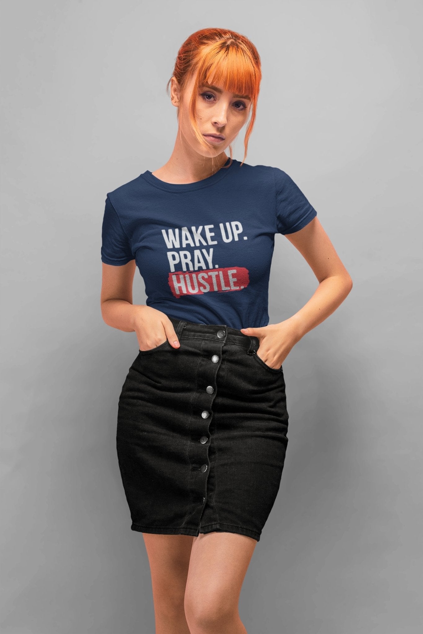 Wake Pray Hustle Women Half Sleeves T-shirt- FunkyTeesClub - Funky Tees Club