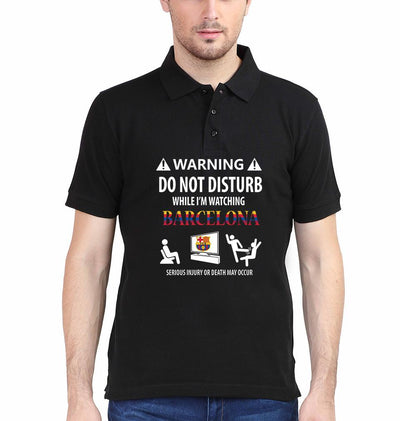 Warning FCB Men Polo Half Sleeves T-Shirts-FunkyTeesClub - Funky Tees Club