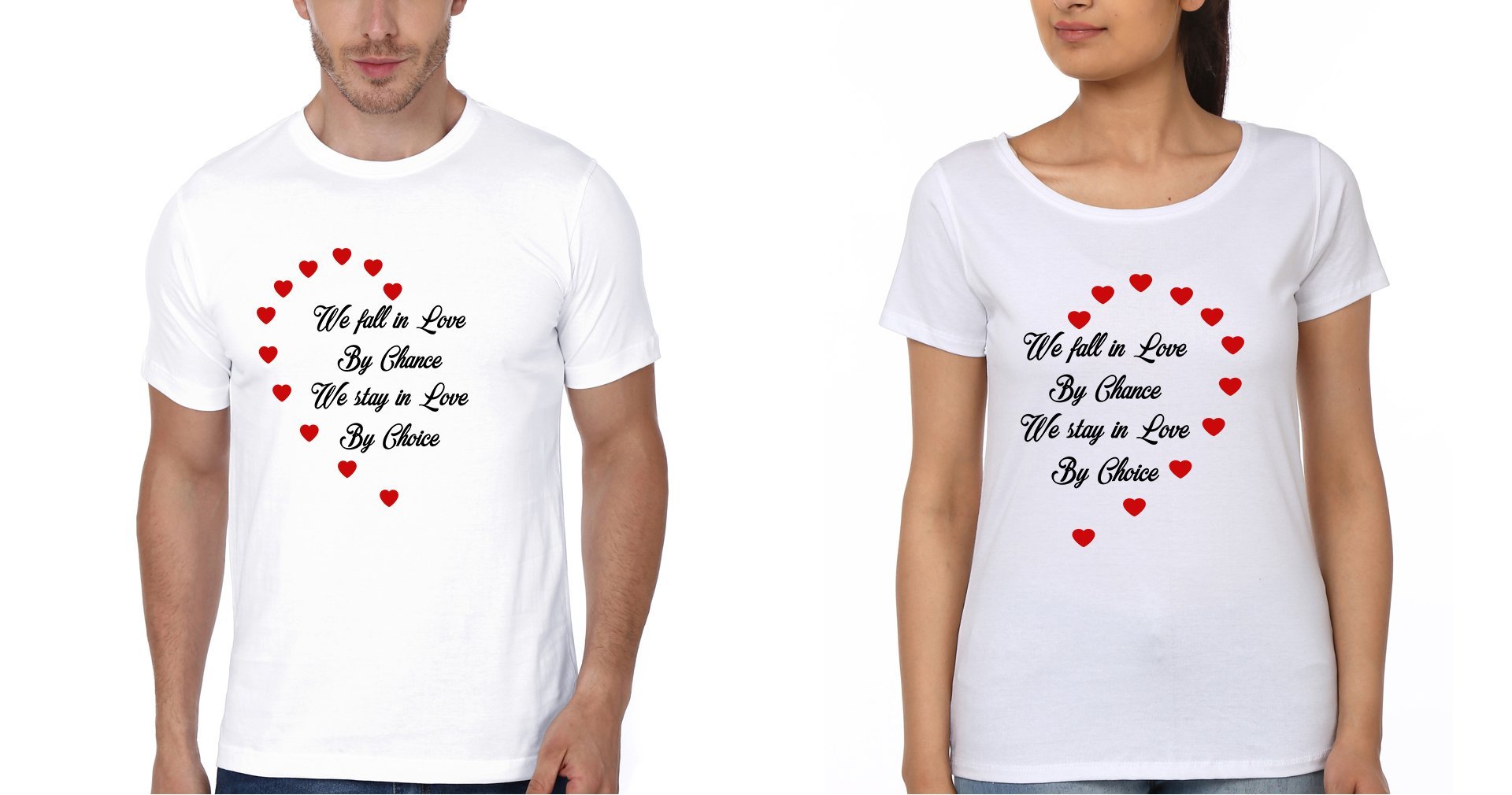 We Fall In Love Couple Half Sleeves T-Shirts -FunkyTees - Funky Tees Club