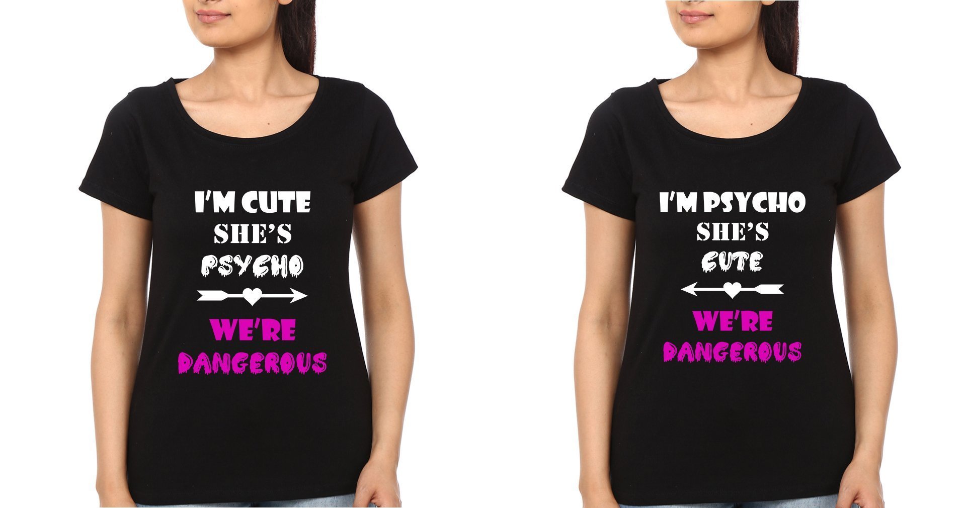 We We're dangerous BFF Half Sleeves T-Shirts-FunkyTees - Funky Tees Club