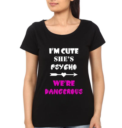 We We're dangerous BFF Half Sleeves T-Shirts-FunkyTees - Funky Tees Club