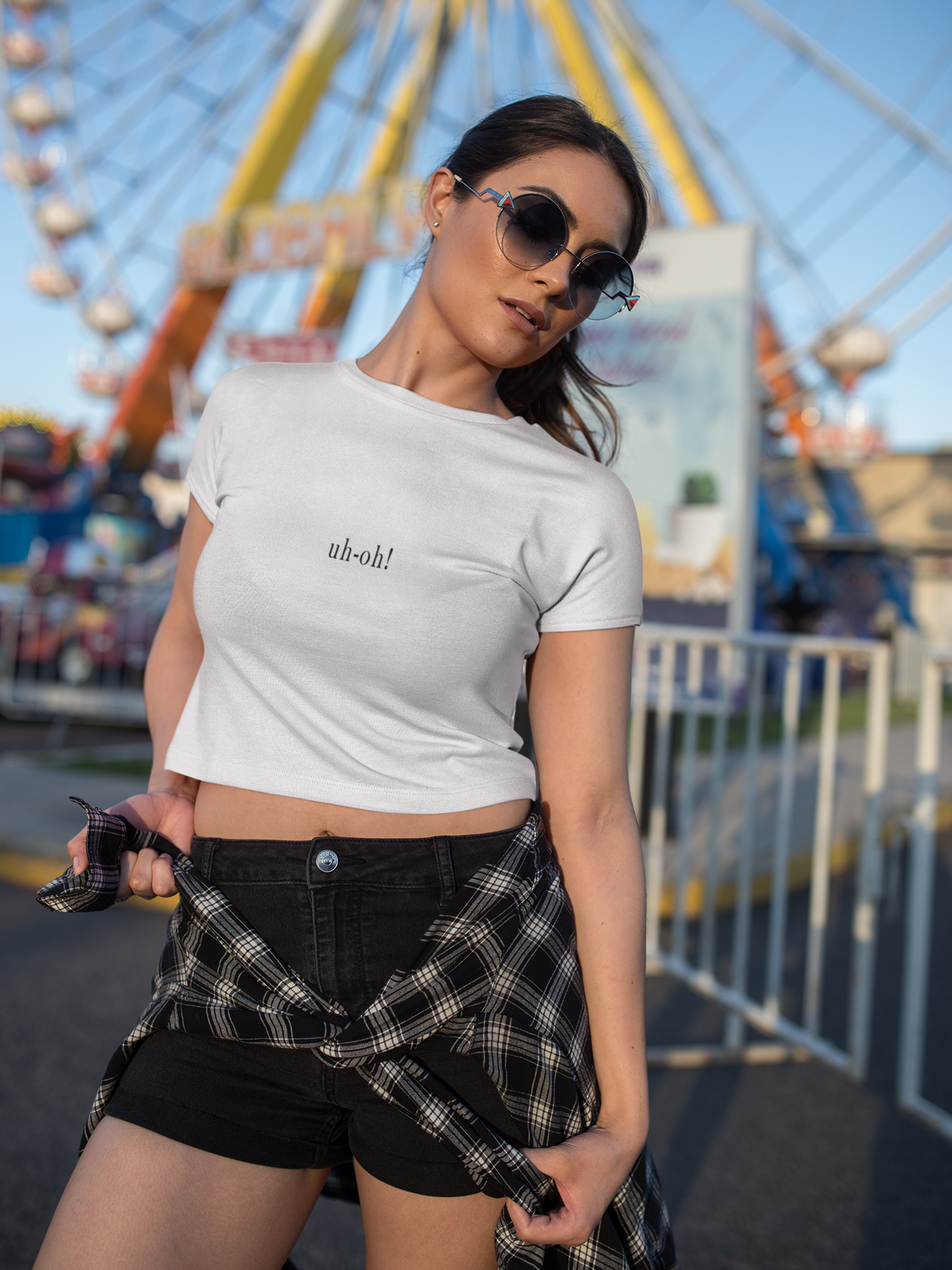 Uh Oh Minimals Women Crop Top- FunkyTeesClub