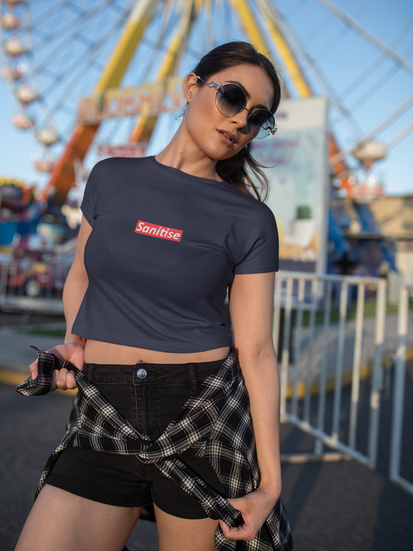 Sanitise Quotes Women Crop Top- FunkyTeesClub