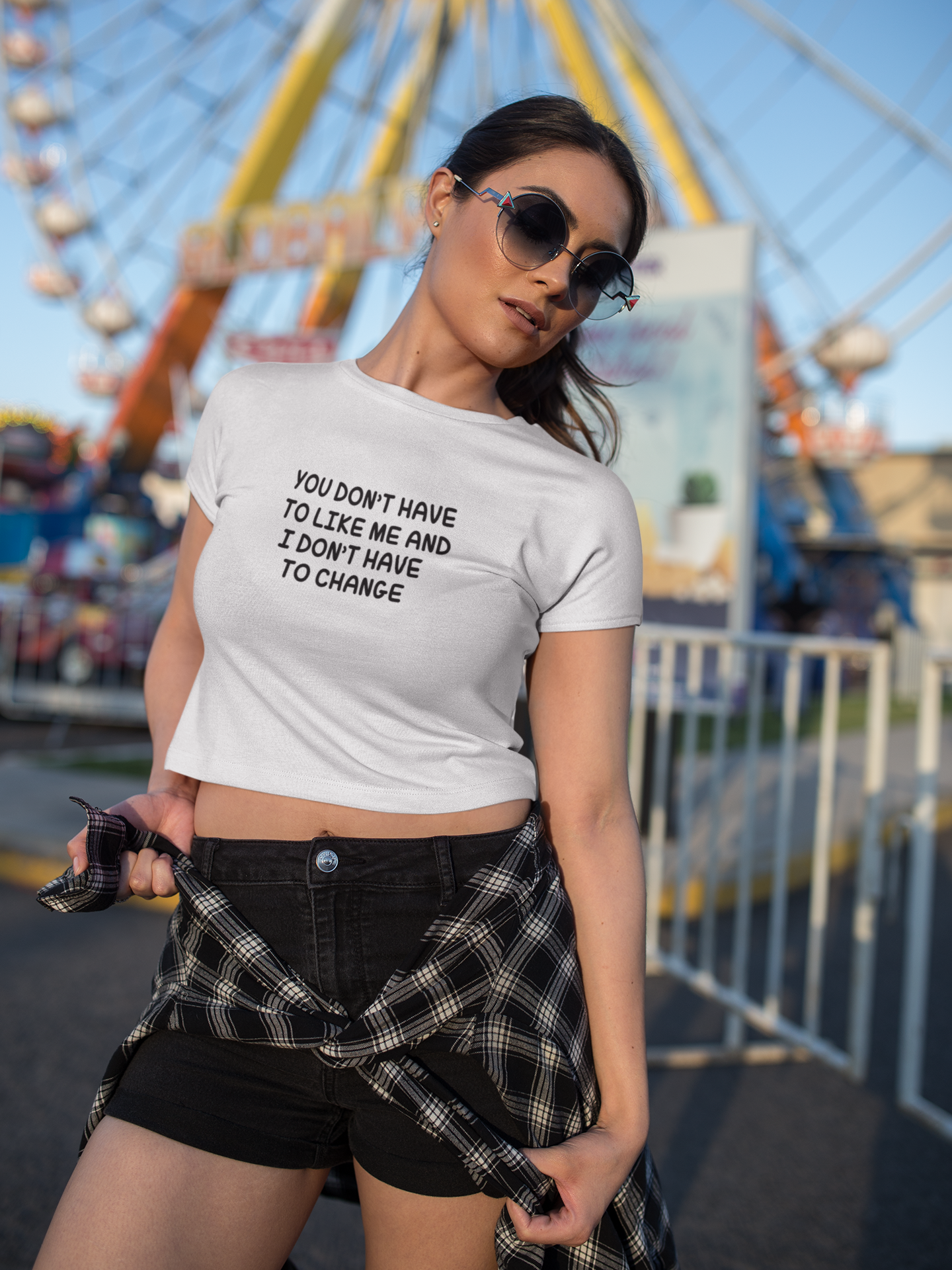 You Dont Have To Like Me Quotes Women Crop Top- FunkyTeesClub