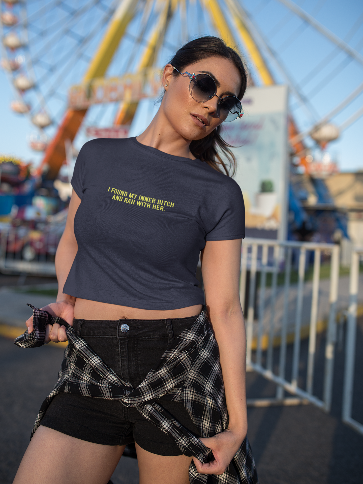 I Found My Inner Bitch Quotes Women Crop Top- FunkyTeesClub