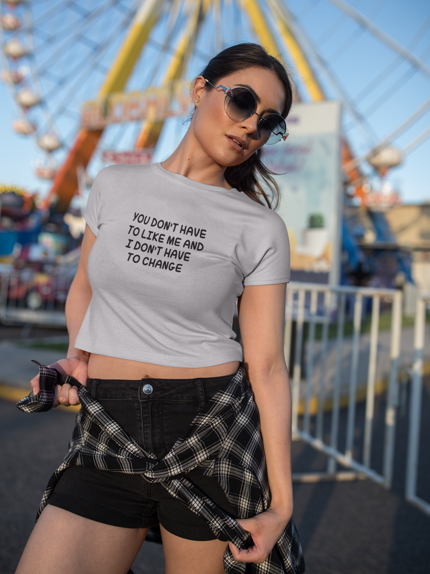 You Dont Have To Like Me Quotes Women Crop Top- FunkyTeesClub