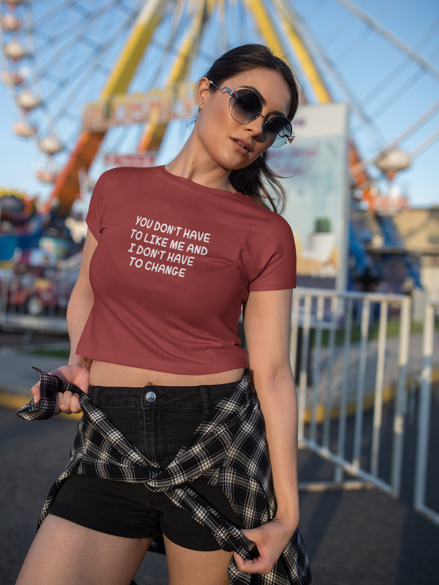 You Dont Have To Like Me Quotes Women Crop Top- FunkyTeesClub